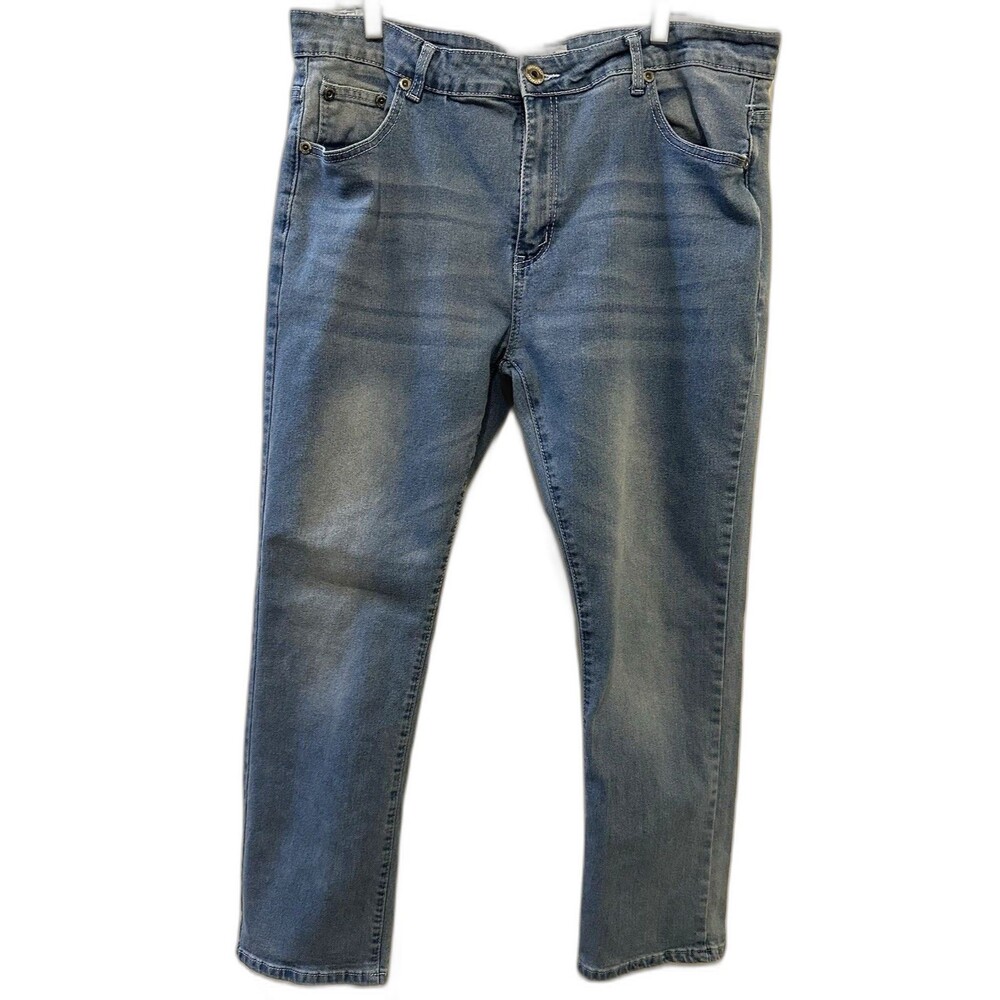M.Society Men’s Jeans 38x30 Light Wash Straight Leg Stretch Denim Pants